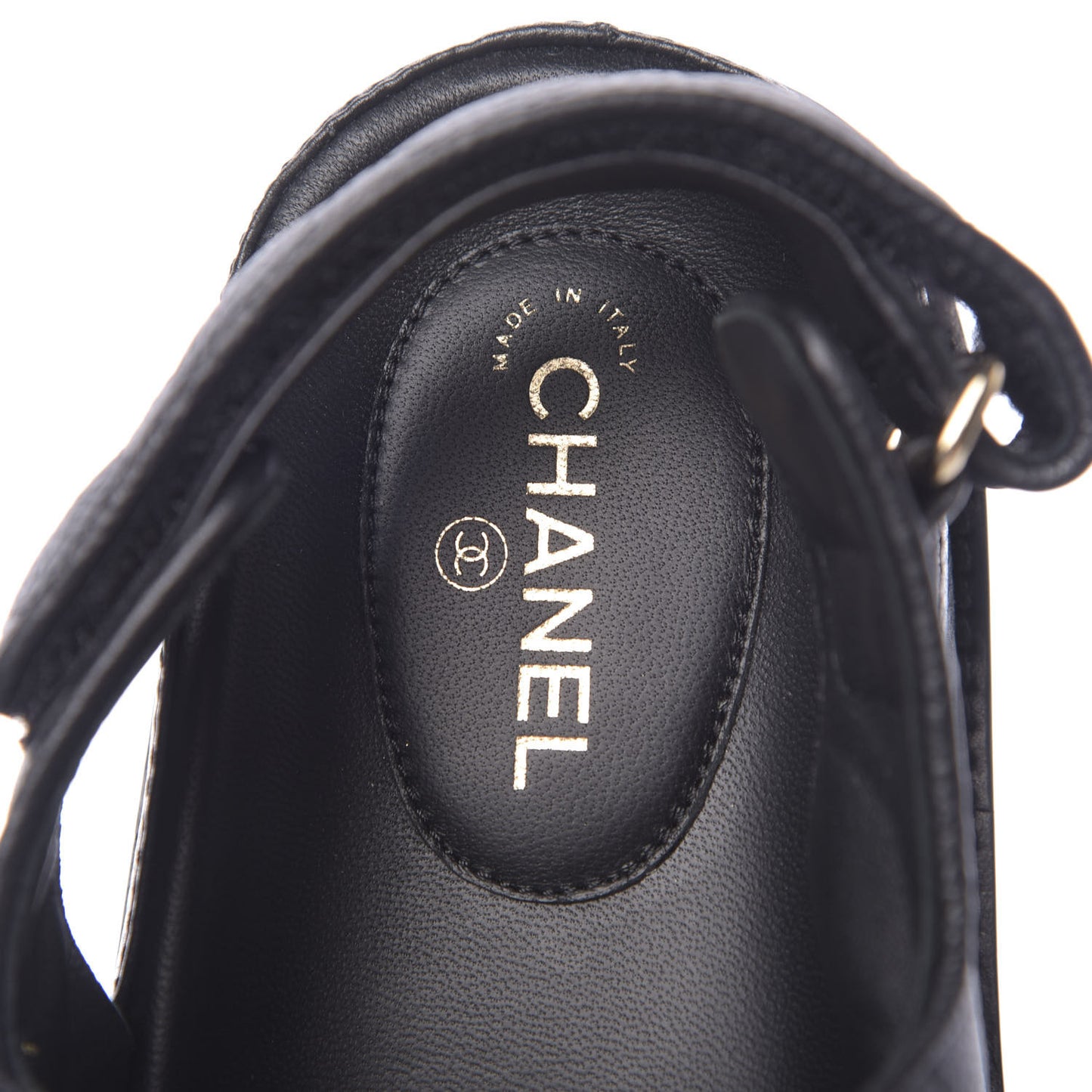Grained Calfskin Velcro Dad Sandals 38.5 Black
