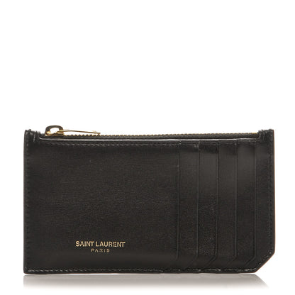 Saint Laurent Calfskin 5 Fragments Zip Pouch Card Holder Black 1 of 7