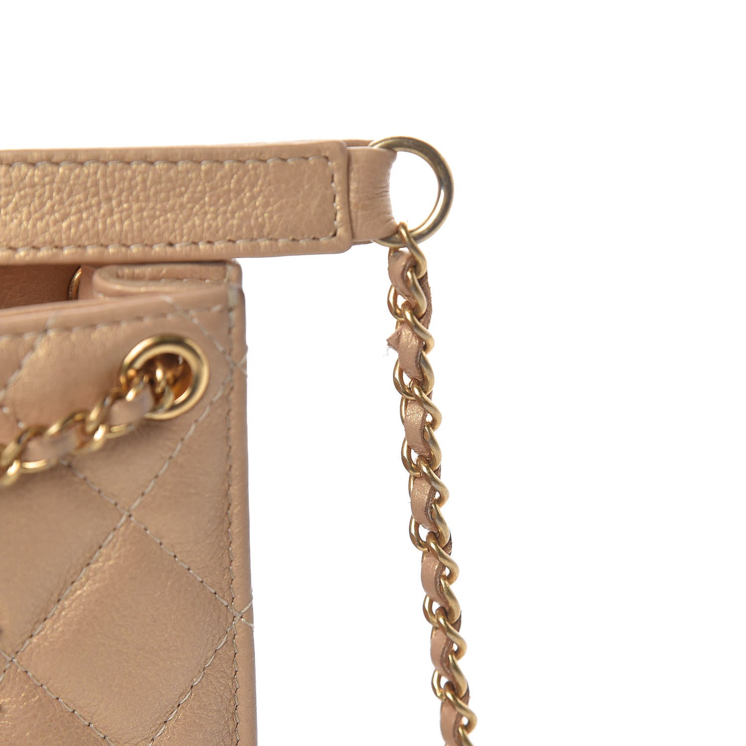 Chanel Metallic Calfskin Quilted Crossbody CC Phone Holder Gold 12 of 14
