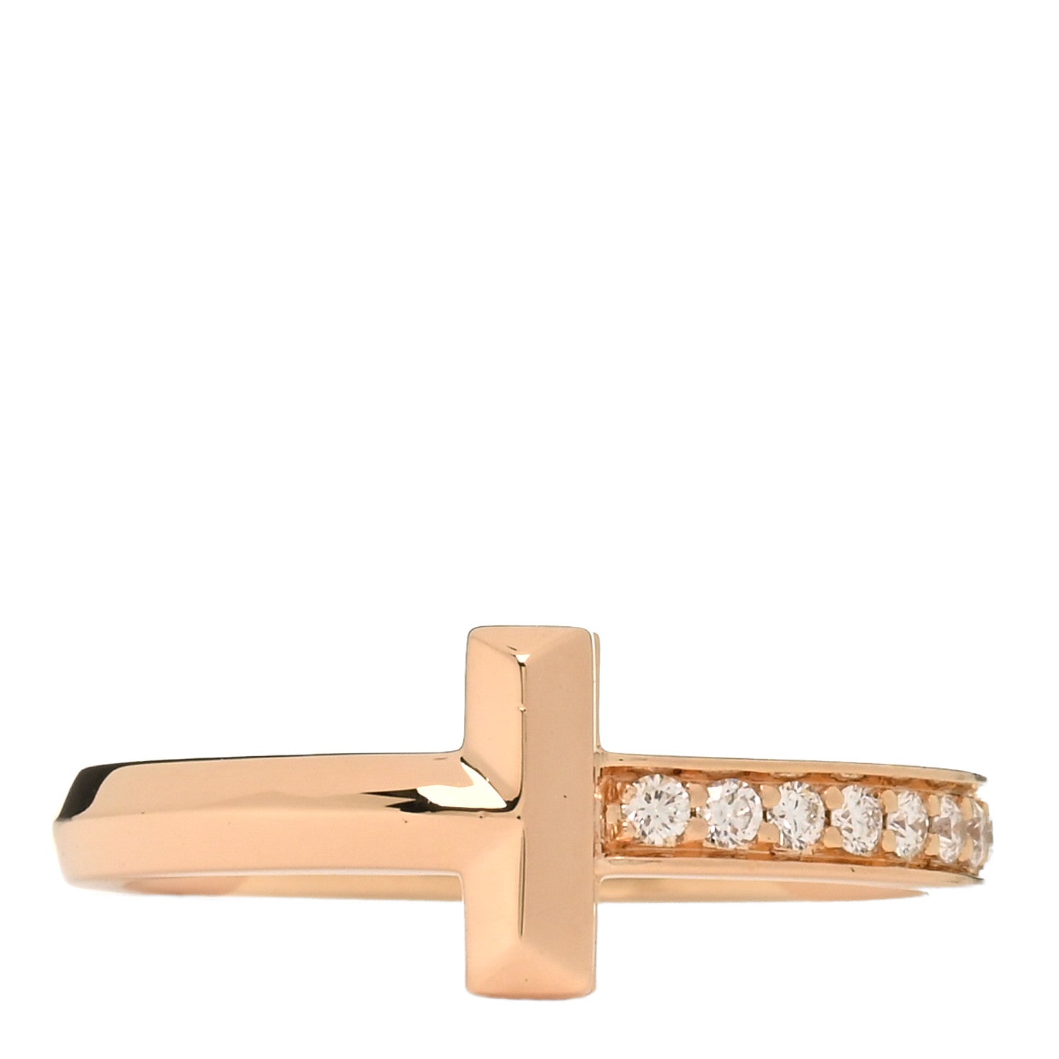 Tiffany 18K Rose Gold Diamond T T1 Ring 48 4.5 1 of 5