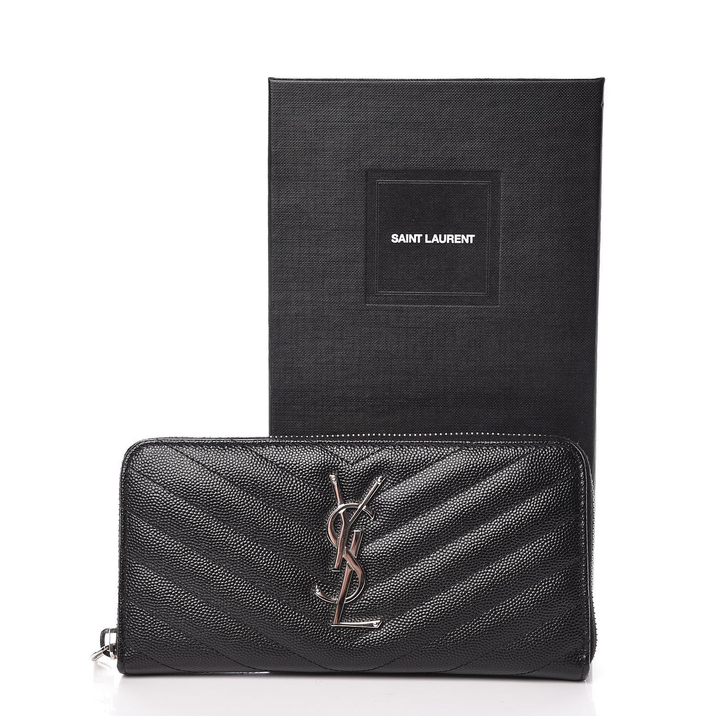 Grain De Poudre Matelasse Chevron Monogram Zip Around Wallet Black