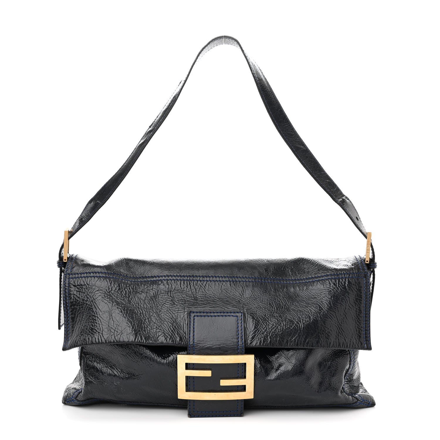 Fendi Vitello Naplak Large Convertible Baguette Blue 1 of 9