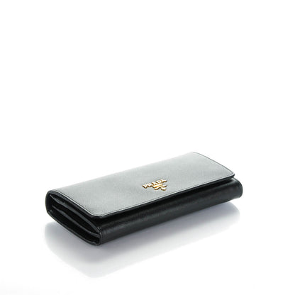 Prada Saffiano Metal Continental Flap Wallet Nero Black 4 of 9