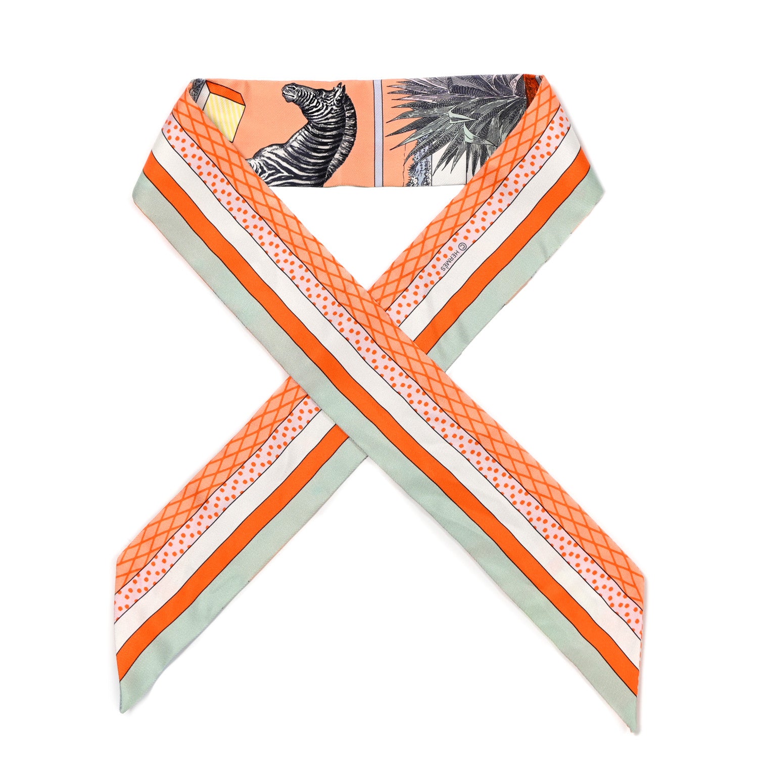 Hermes Silk Twilly Grand Theatre Nouveau Abricot Orange Jaune 1 of 4