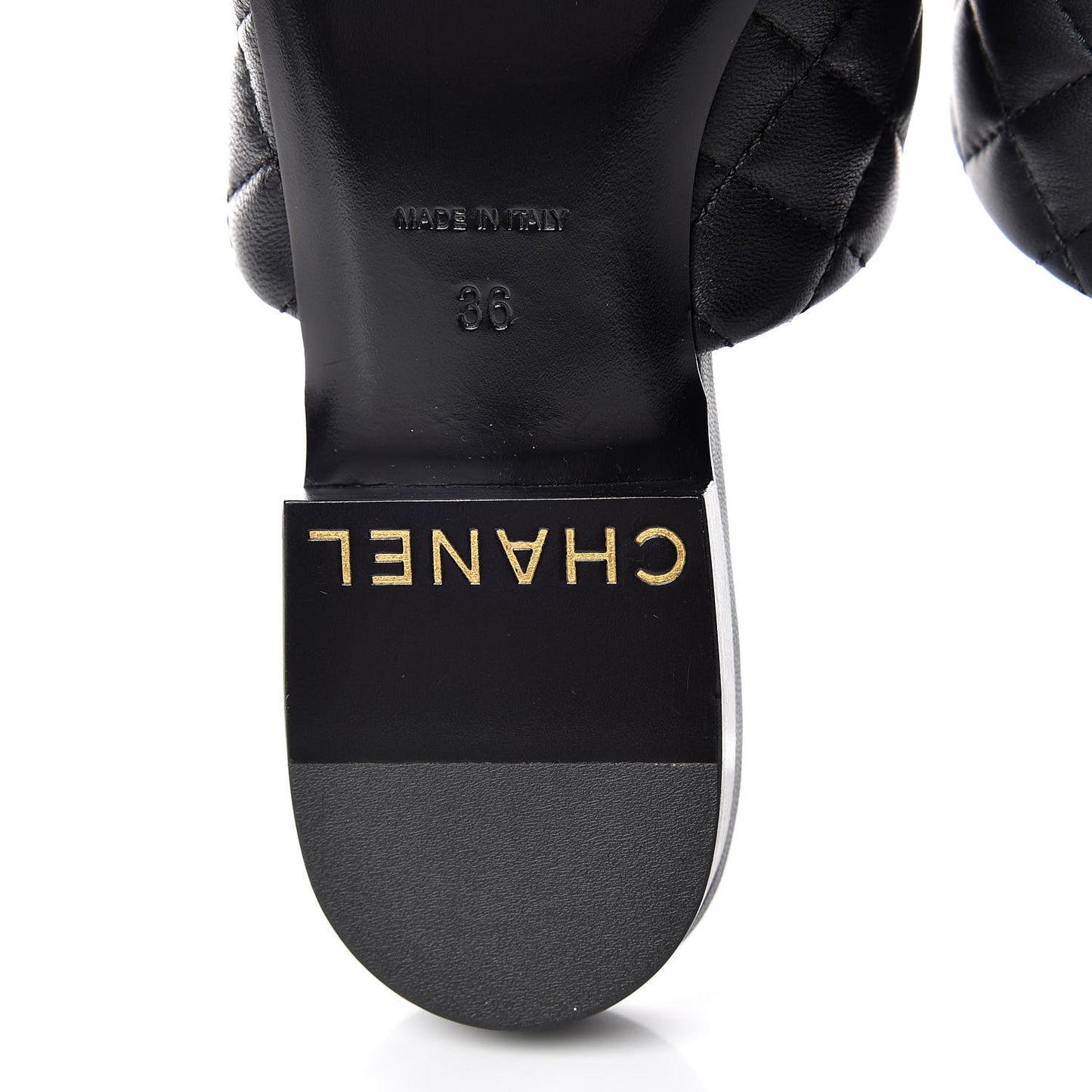 Lambskin Quilted Chain Mules 36 Black