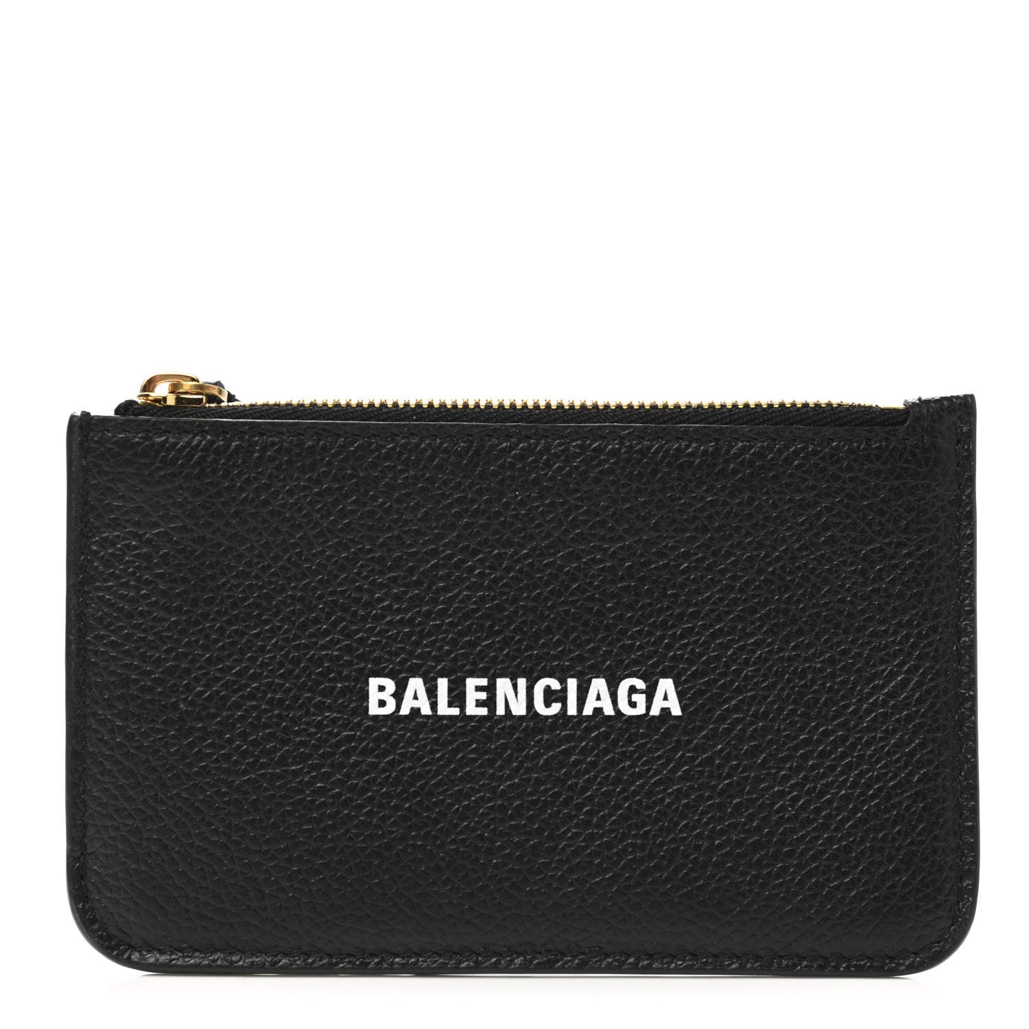 Balenciaga Grained Calfskin Logo Large Cash Long Coin Card Holder Black White 1 of 8