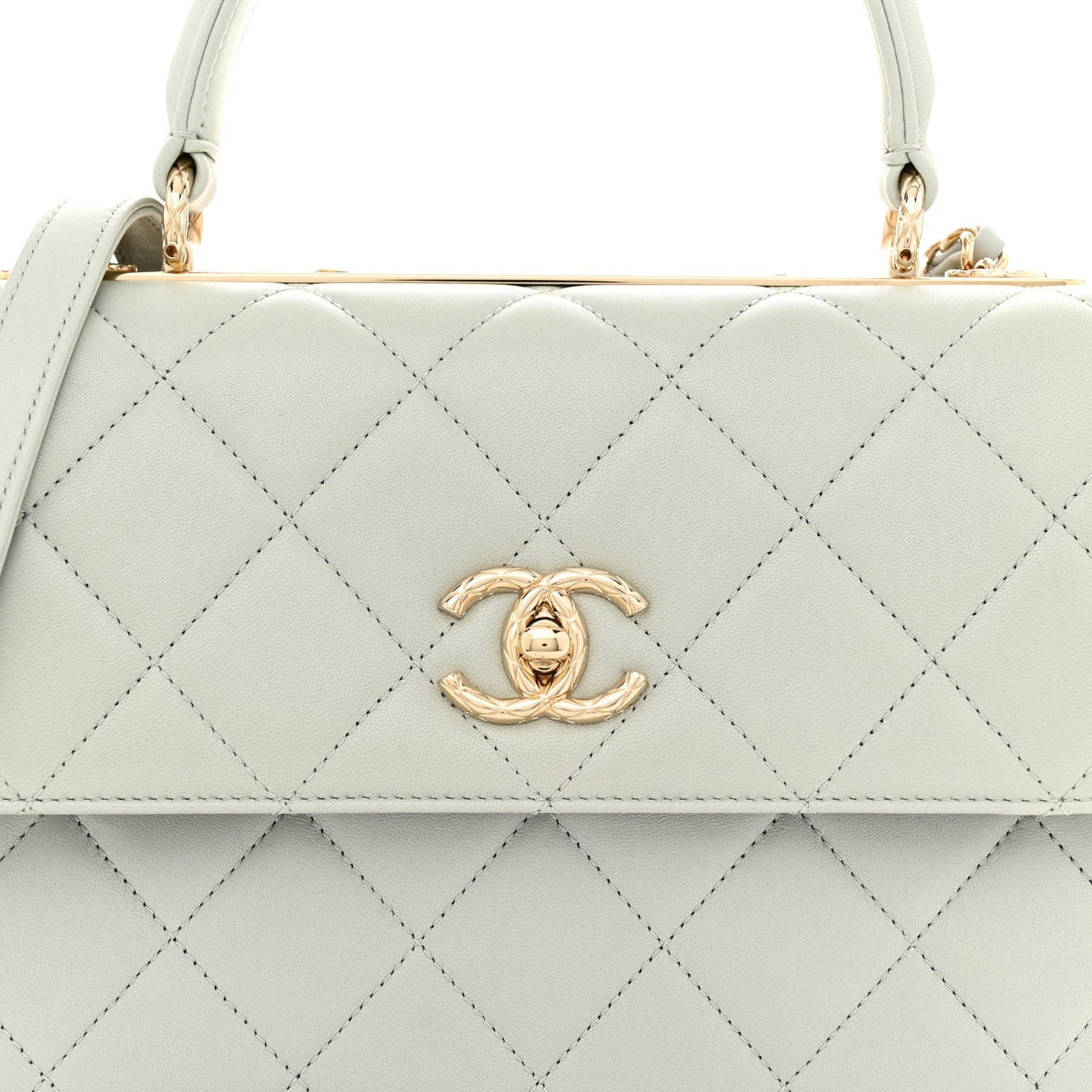 Lambskin Quilted Small Trendy CC Flap Dual Handle Bag Light Grey