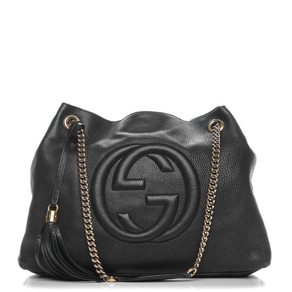 Gucci Pebbled Calfskin Medium Soho Chain Shoulder Bag Black 1 of 13