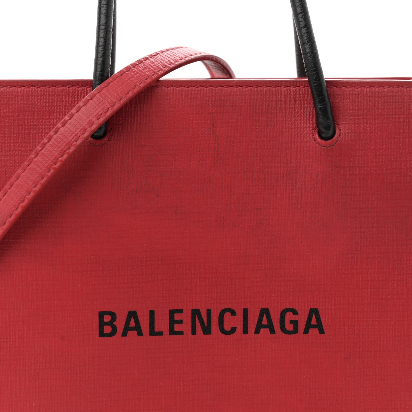 Squared Calfskin Logo North South Shopper Tote XXS Red