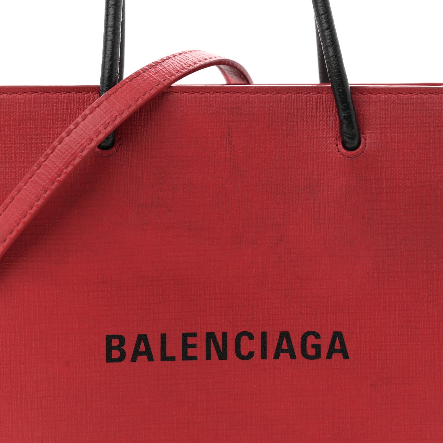 Balenciaga Squared Calfskin Logo North South Shopper Tote XXS Red 8 of 14