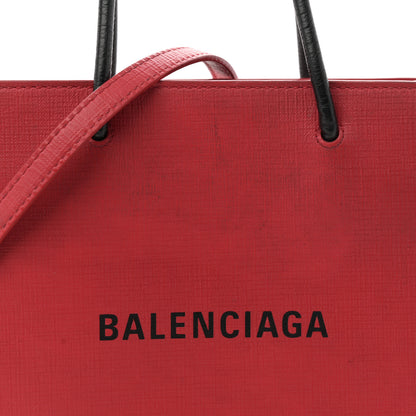 Balenciaga Squared Calfskin Logo North South Shopper Tote XXS Red 8 of 14
