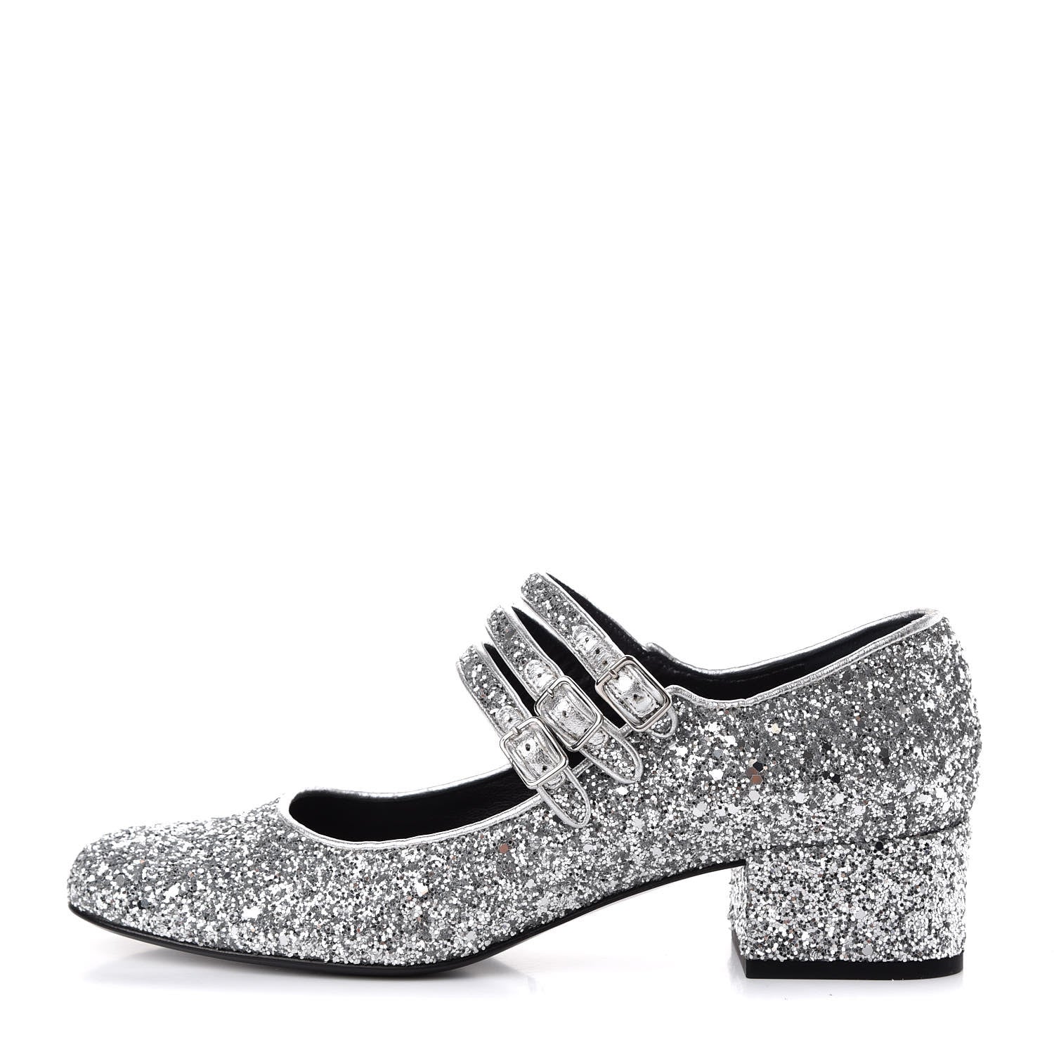 Saint Laurent Glitter Babies 40 Mid Heel Pumps 40 Galaxi Argento 1 of 9