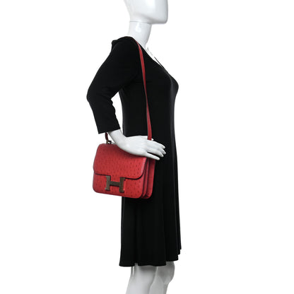 Hermes Ostrich Constance 24 Rouge Vif 2 of 11