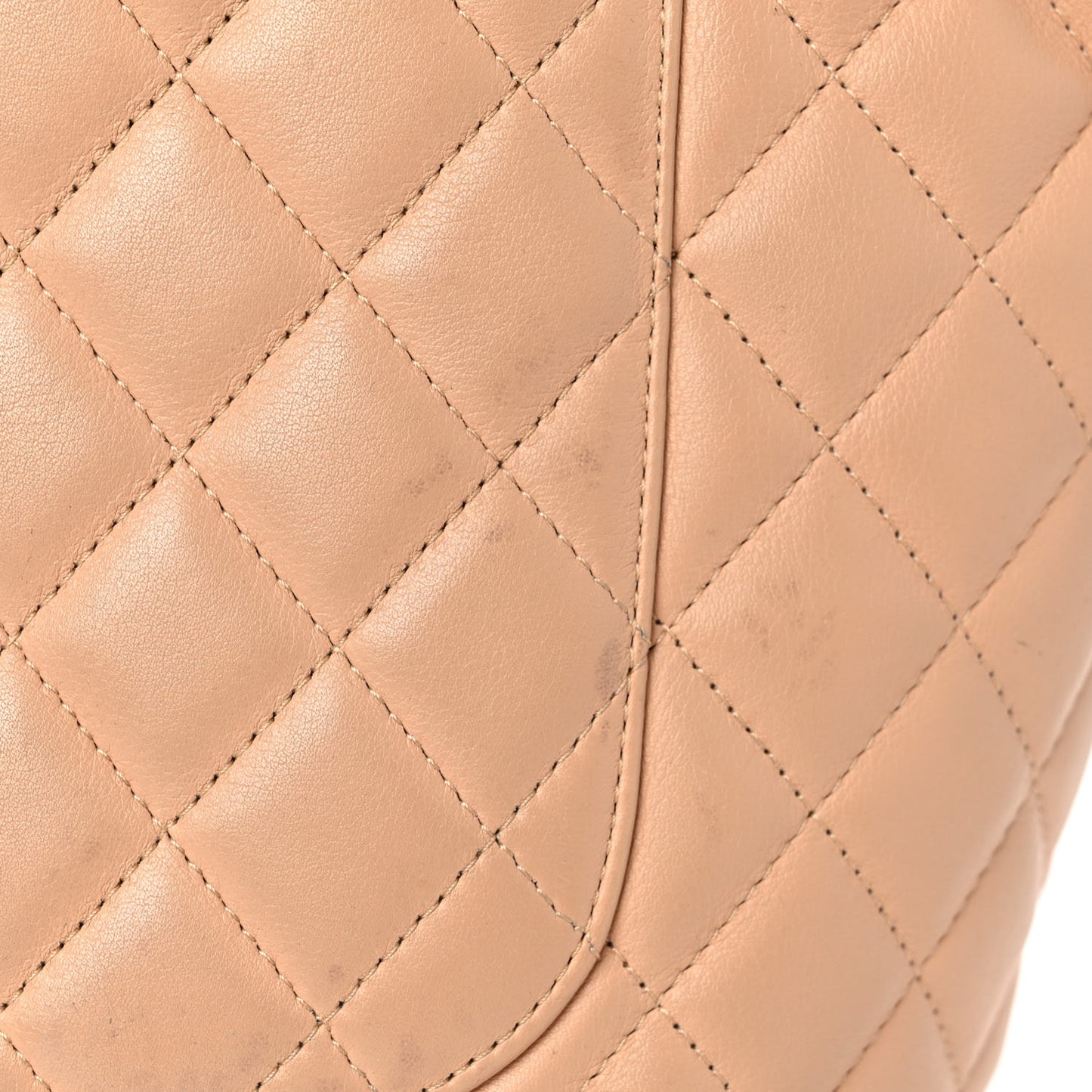 Calfskin Quilted Large Cambon Tote Beige Black