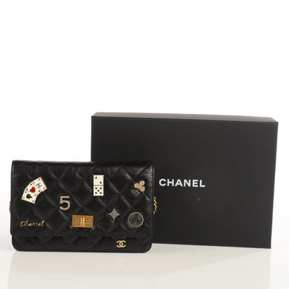Chanel Aged Calfskin Lady of Luck 2.55 Reissue Wallet on Chain WOC Black 7 of 14