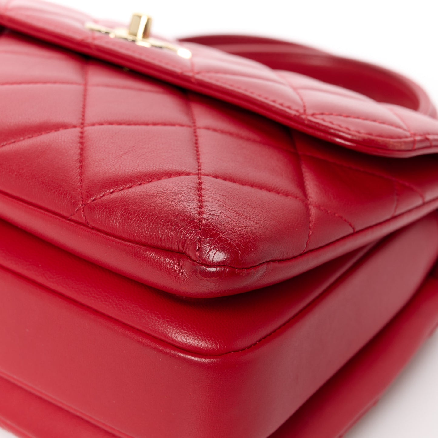 Lambskin Quilted Small Trendy CC Flap Dual Handle Bag Red