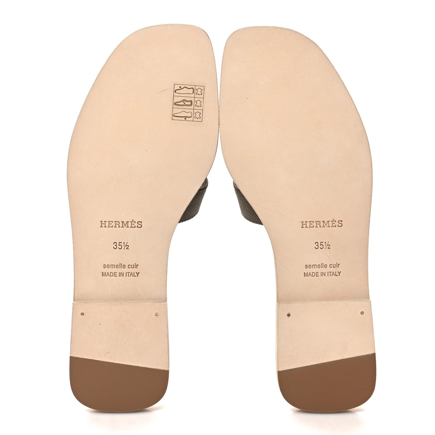 Hermes Epsom Oran Sandals 35.5 Etoupe 5 of 9