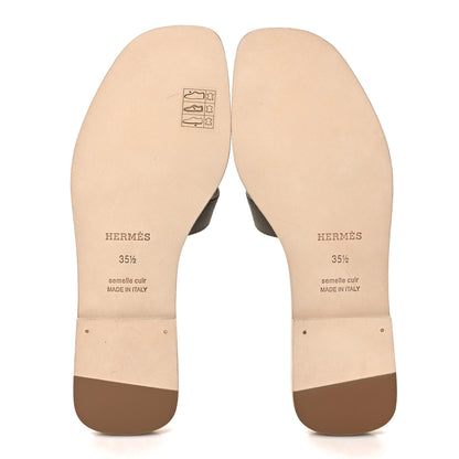 Hermes Epsom Oran Sandals 35.5 Etoupe 5 of 9
