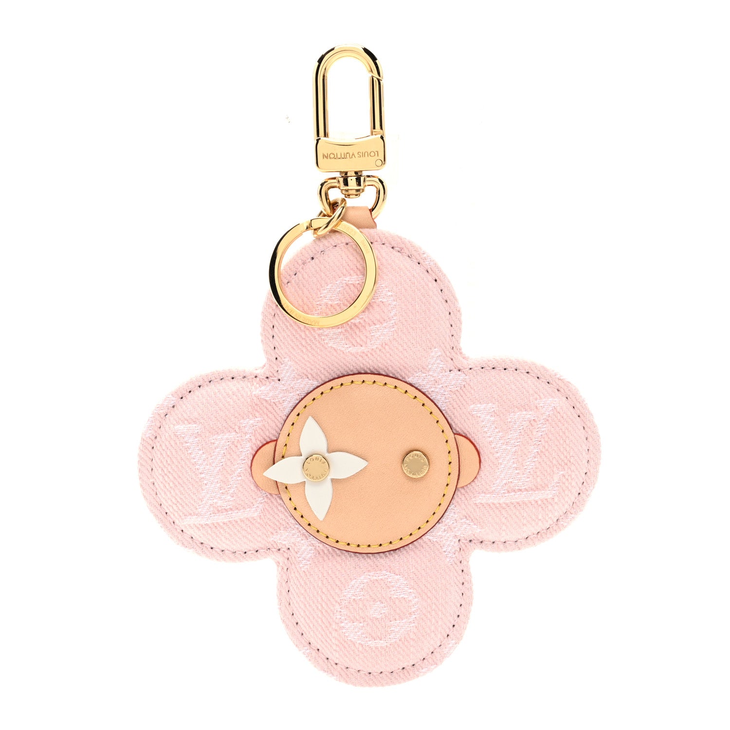 Louis Vuitton フラワーチャーム ピンク Louis Vuitton Denim Monogram Vivienne Bag Charm Key Holder Rose