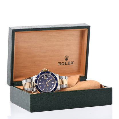 Rolex Stainless Steel 18K Yellow Gold 40mm Submariner Date Watch Royal Blue 16613 7 of 7