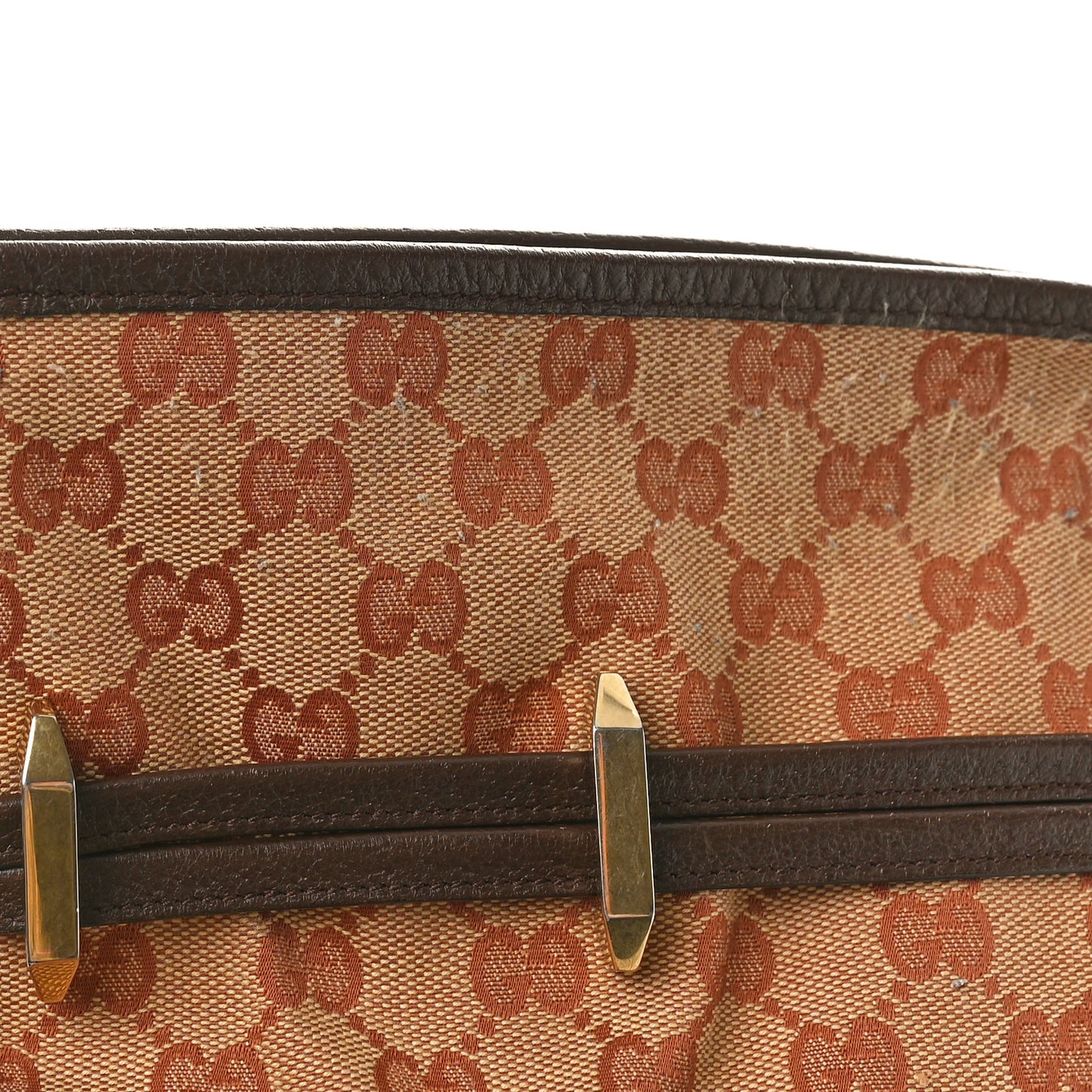 Monogram Textured Dollar Calfskin Horsebit 1955 Cinch Top Messenger Bag Beige Ebony Cocoa