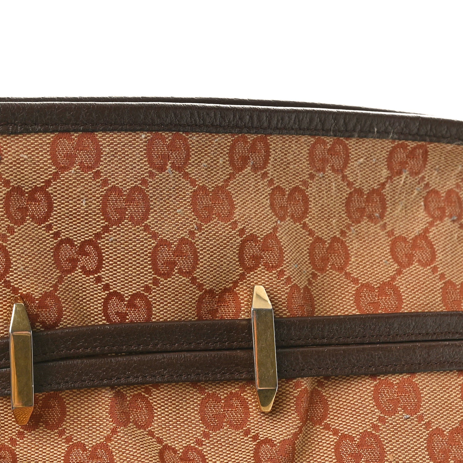Gucci Monogram Textured Dollar Calfskin Horsebit 1955 Cinch Top Messenger Bag Beige Ebony Cocoa 12 of 12