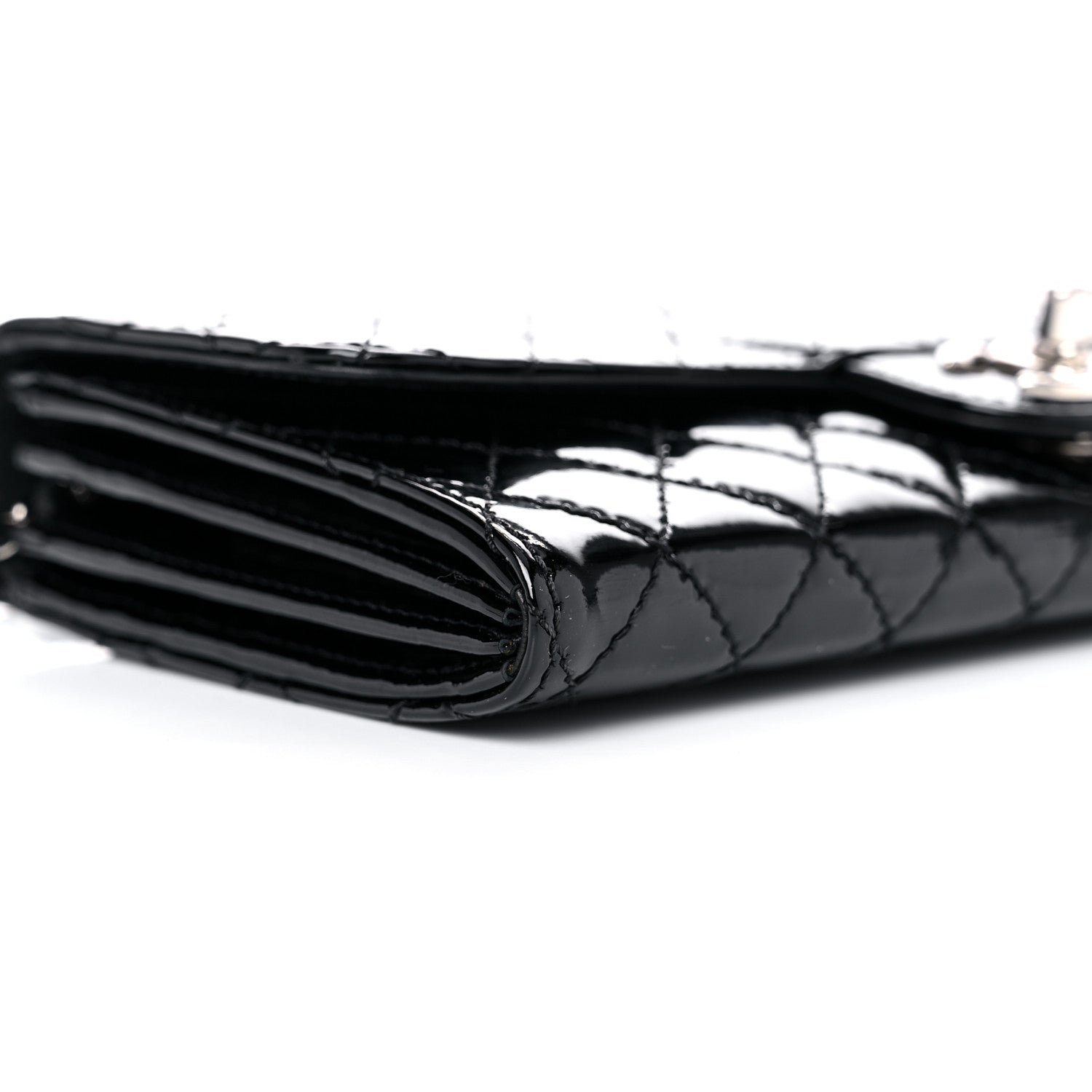 Chanel Patent Calfskin Quilted Brilliant East West Flap Clutch Black 5 of 14