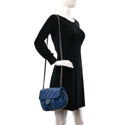Chanel Washed Lambskin Quilted Medium Chain Around Messenger Blue 2 of 19