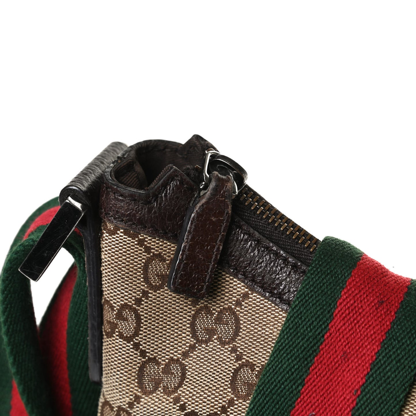Monogram Web Medium Half Moon Hobo Dark Brown