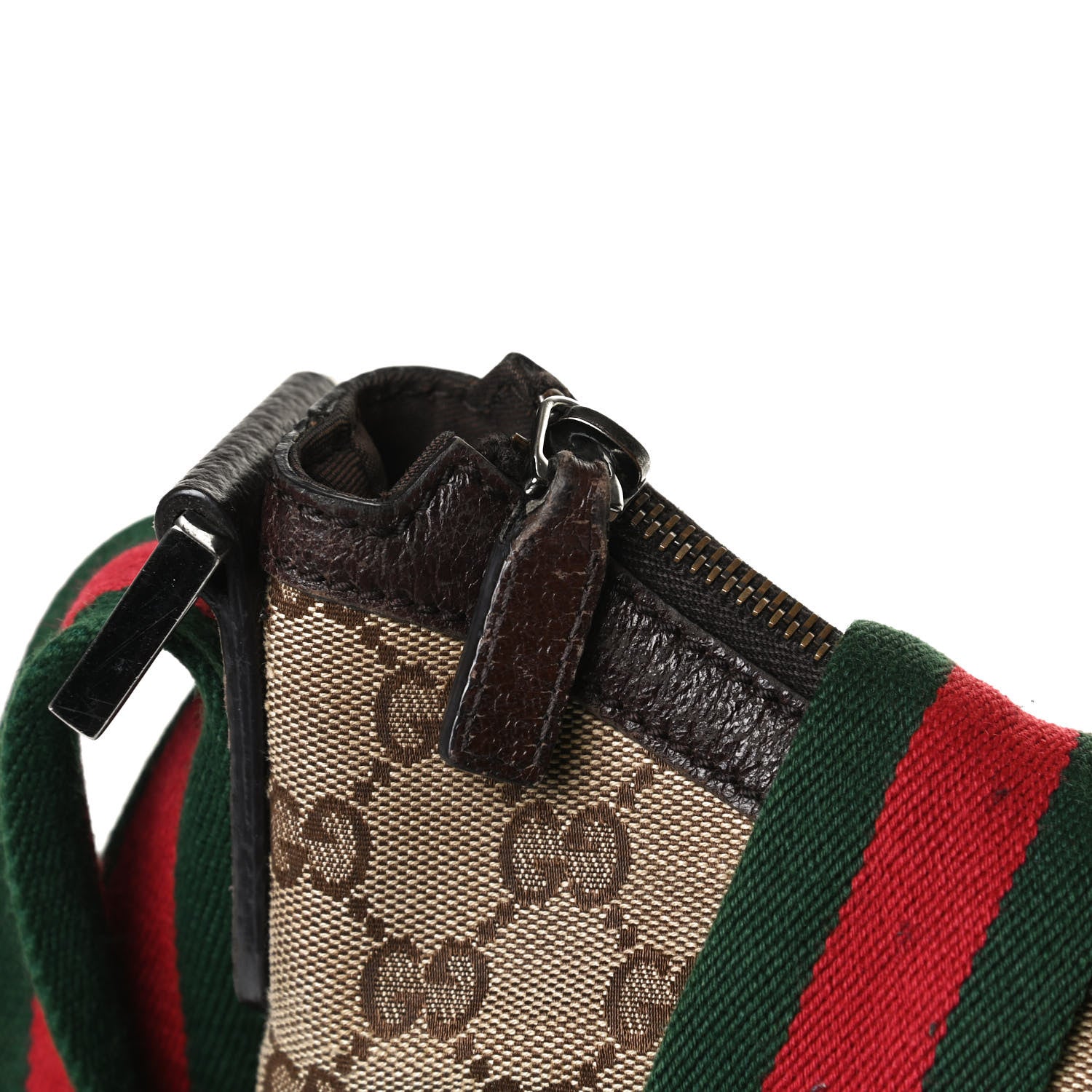 Gucci Monogram Web Medium Half Moon Hobo Dark Brown 11 of 20