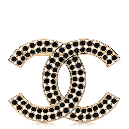 Chanel Metal Crystal CC Brooch Gold Black 1 of 3