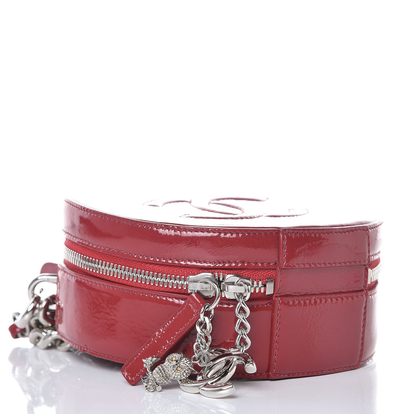 Glazed Calfskin Round As Earth Evening Bag Rouge