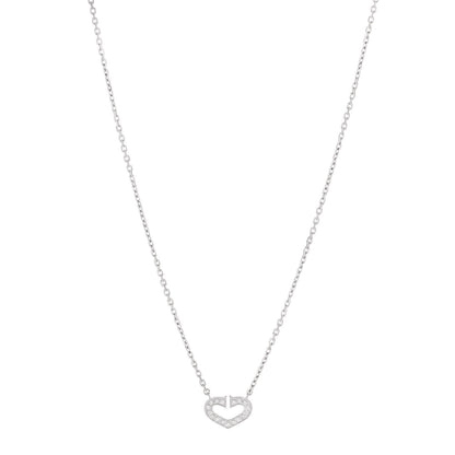 Cartier 18K White Gold Diamond Small Hearts and Symbols Pendant Necklace 1 of 5