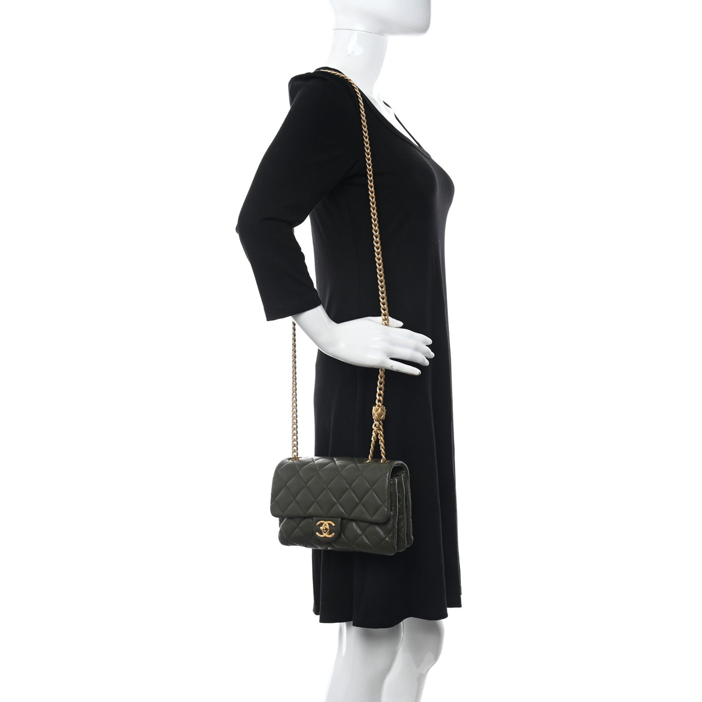 Lambskin Quilted Small Pillow Crush Flap Khaki