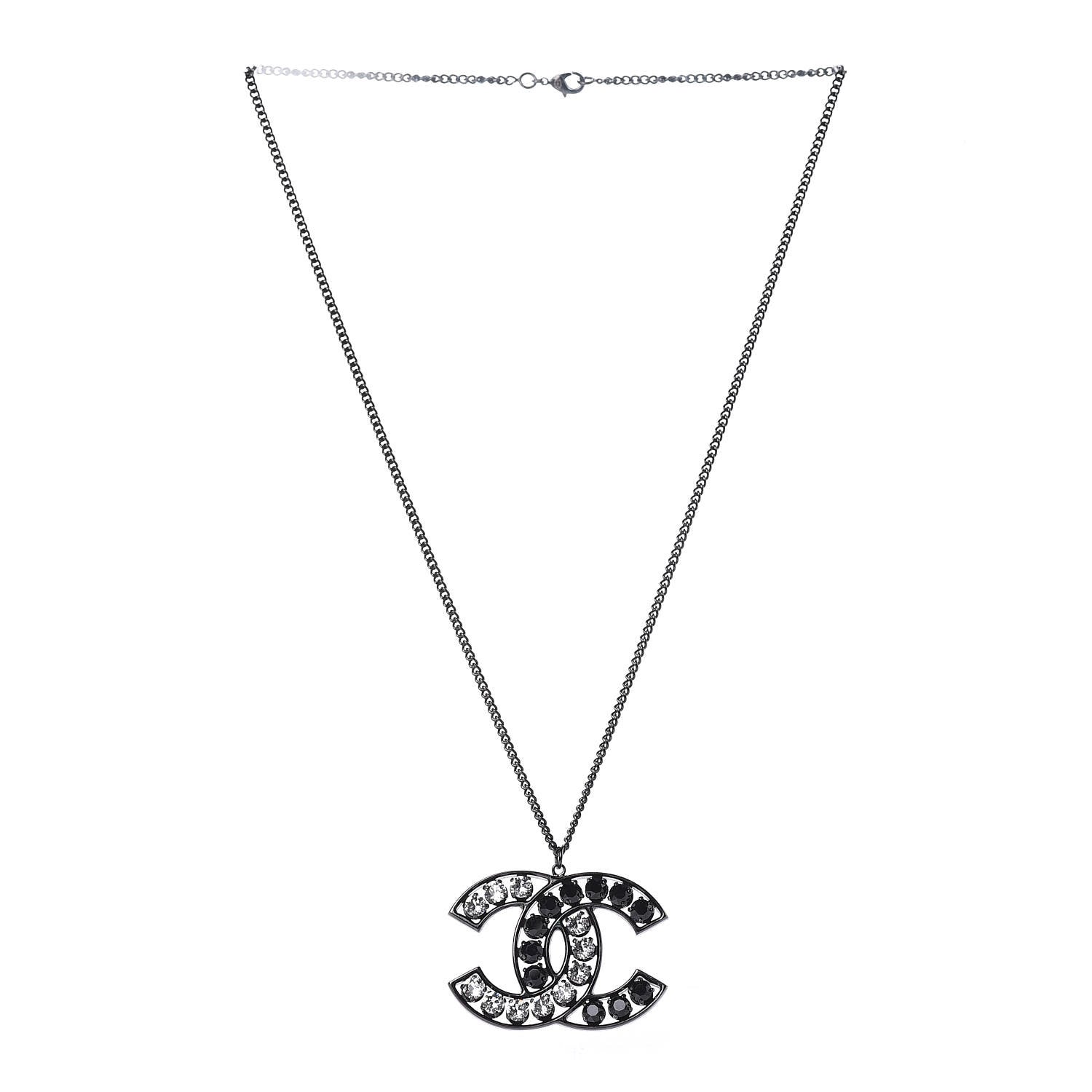 Chanel Ruthenium Crystal CC Necklace Black 3 of 5