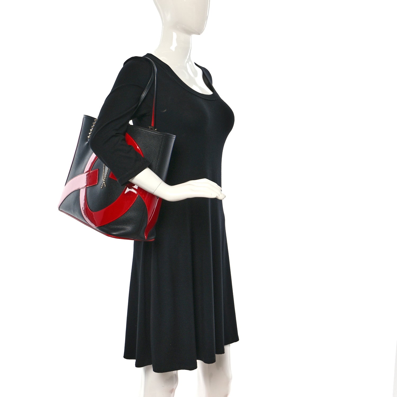 Christian Louboutin Calfskin Cabata Love Empire Paris Tote Black 2 of 17