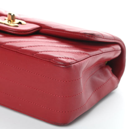 Chanel Lambskin Chevron Quilted Mini Rectangular Flap Red 10 of 20