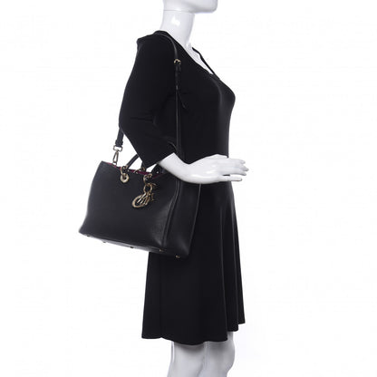 Christian Dior Bullcalf Medium Diorissimo Tote Black Rose Indien 2 of 11