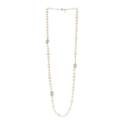 Chanel Pearl Baguette Crystal CC Long Necklace Gold 3 of 7