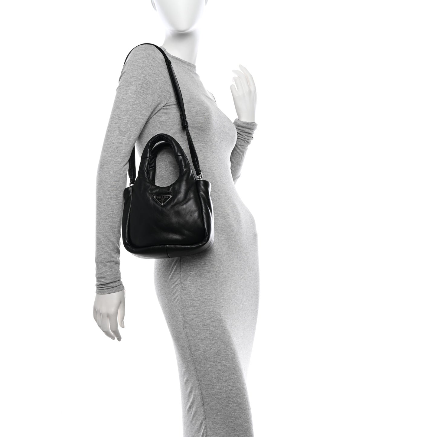 Nappa Soft Padded Small Double Handled Shoulder Bag Black