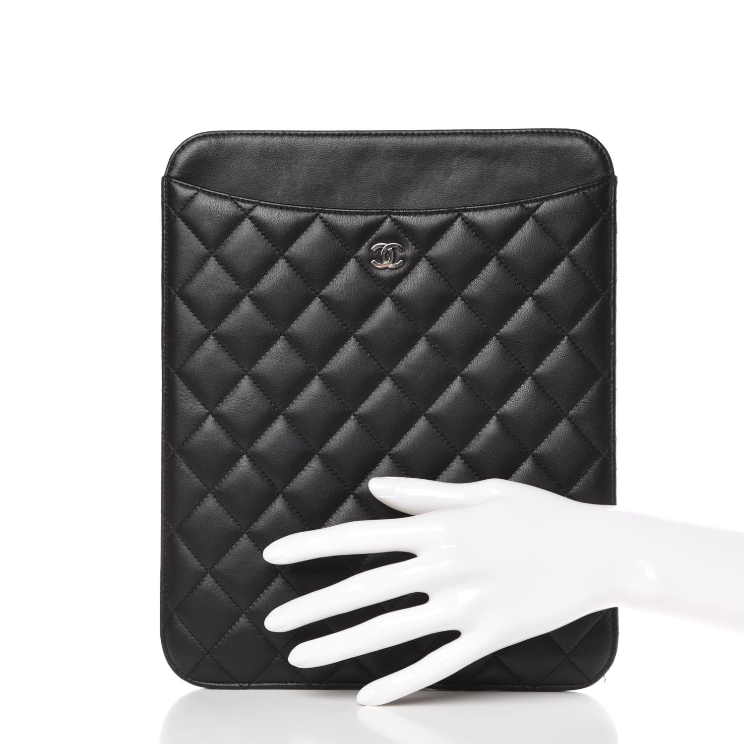 Chanel Lambskin Quilted iPad Case Black 2 of 8