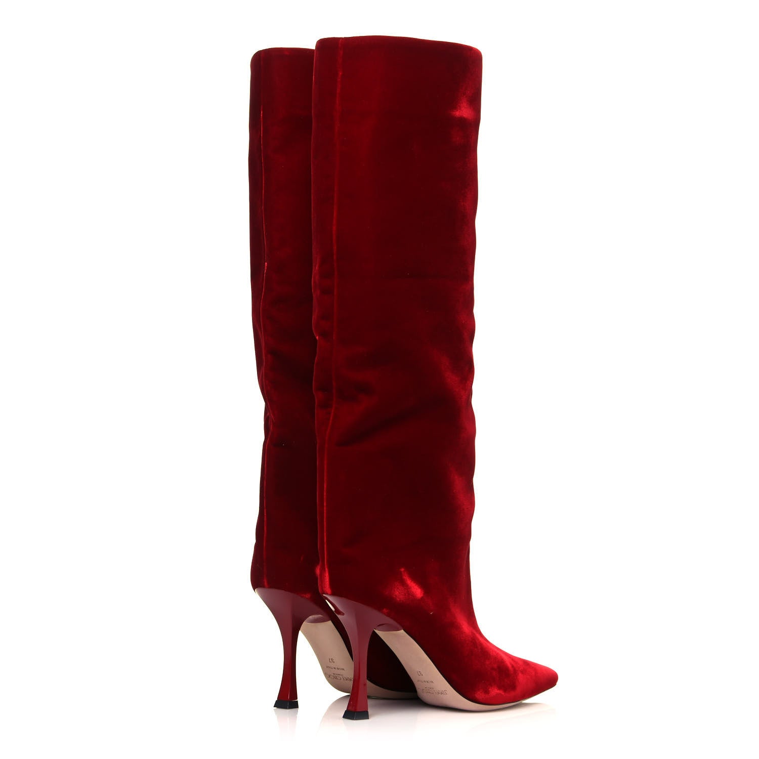 Jimmy Choo Velvet Chad 90 Knee High Boots 37 Red 4 of 6