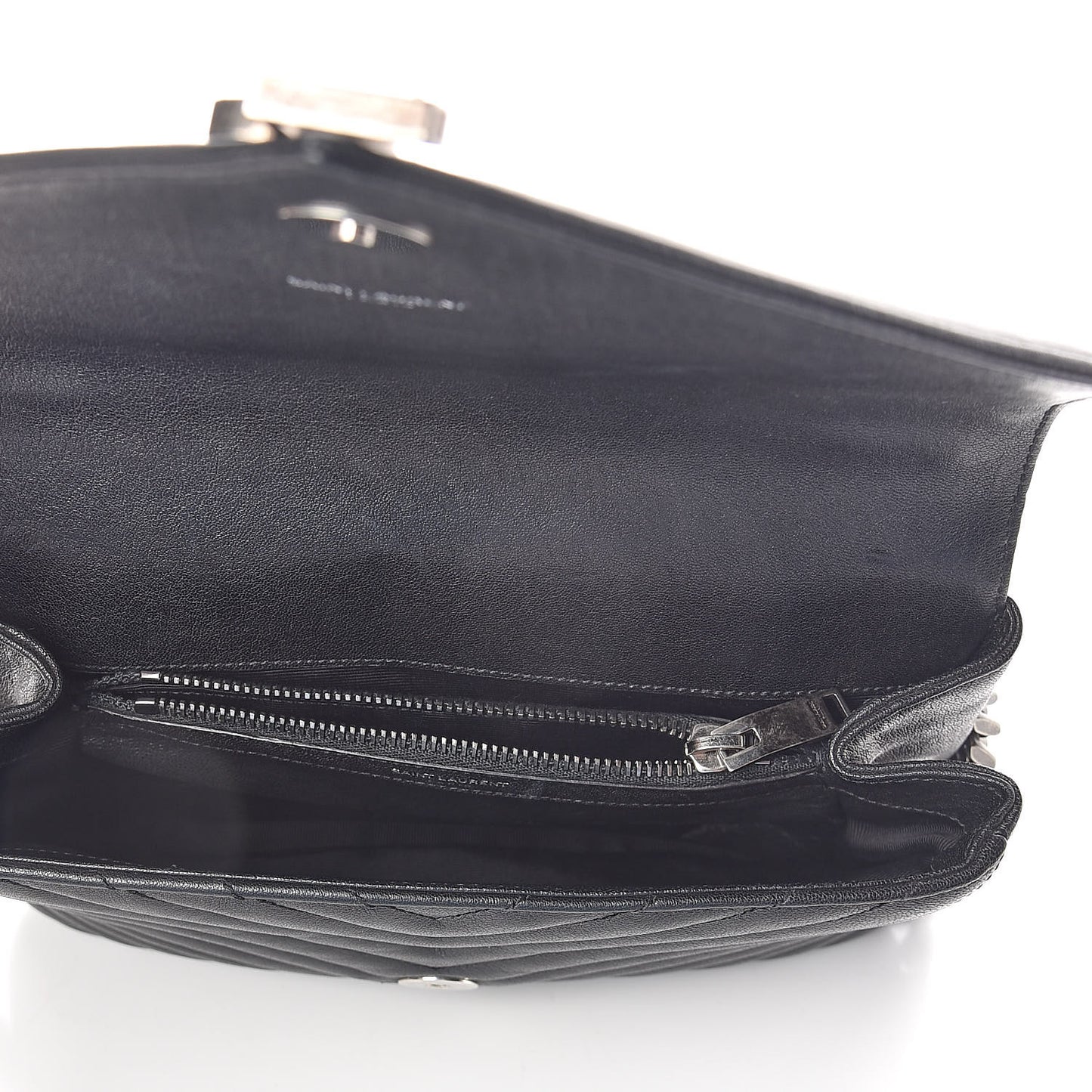 Sheepskin Matelasse Chevron Monogram Medium College Bag Black