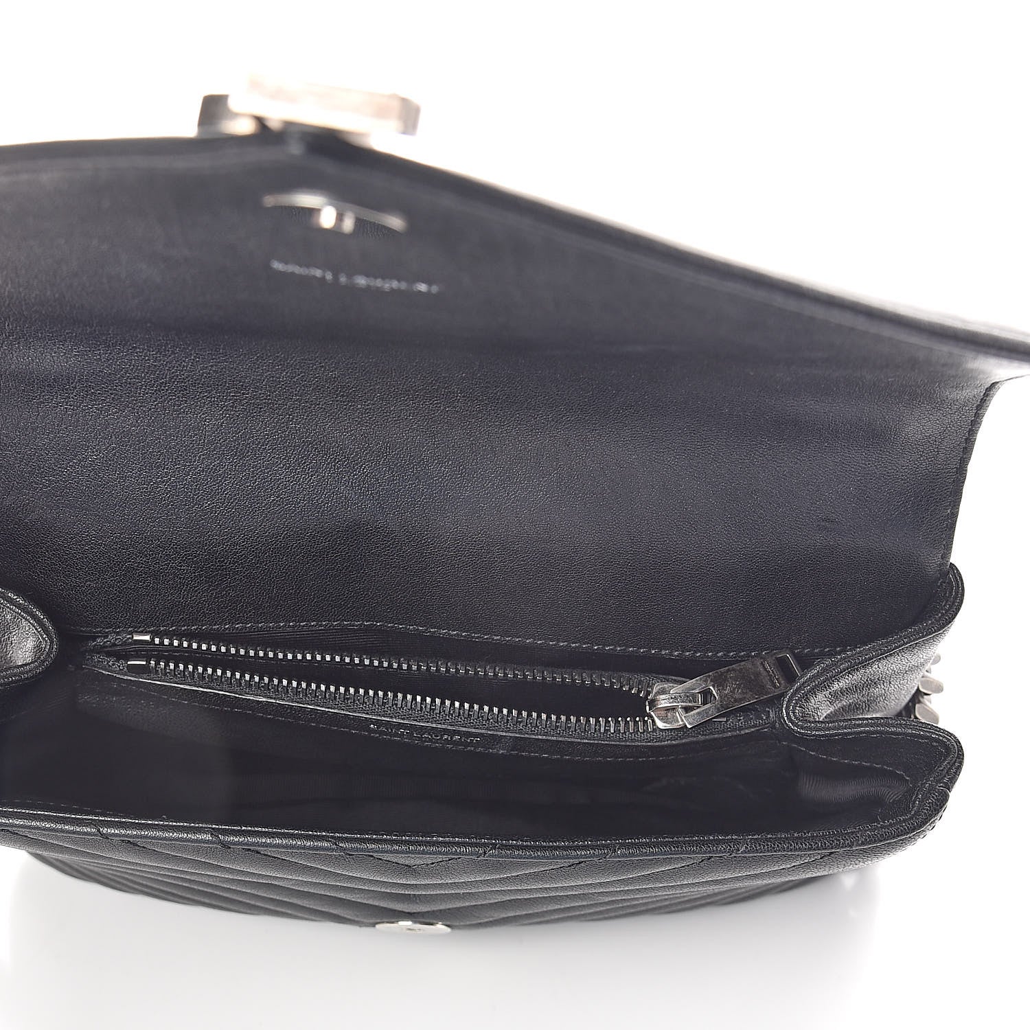 Saint Laurent Sheepskin Matelasse Chevron Monogram Medium College Bag Black 5 of 9