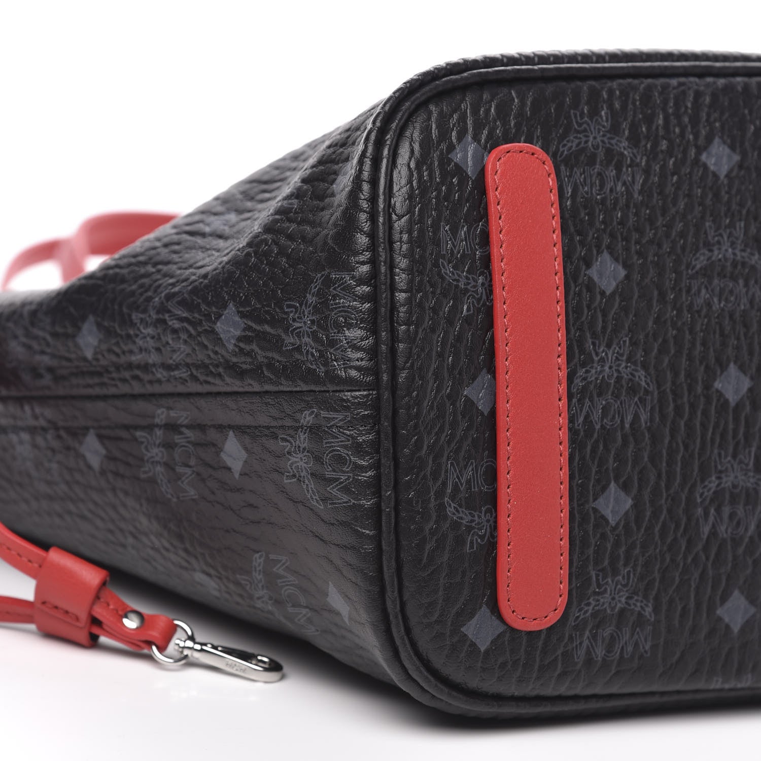 MCM Visetos Medium Liz Reversible Shopper Tote Black Red 9 of 13