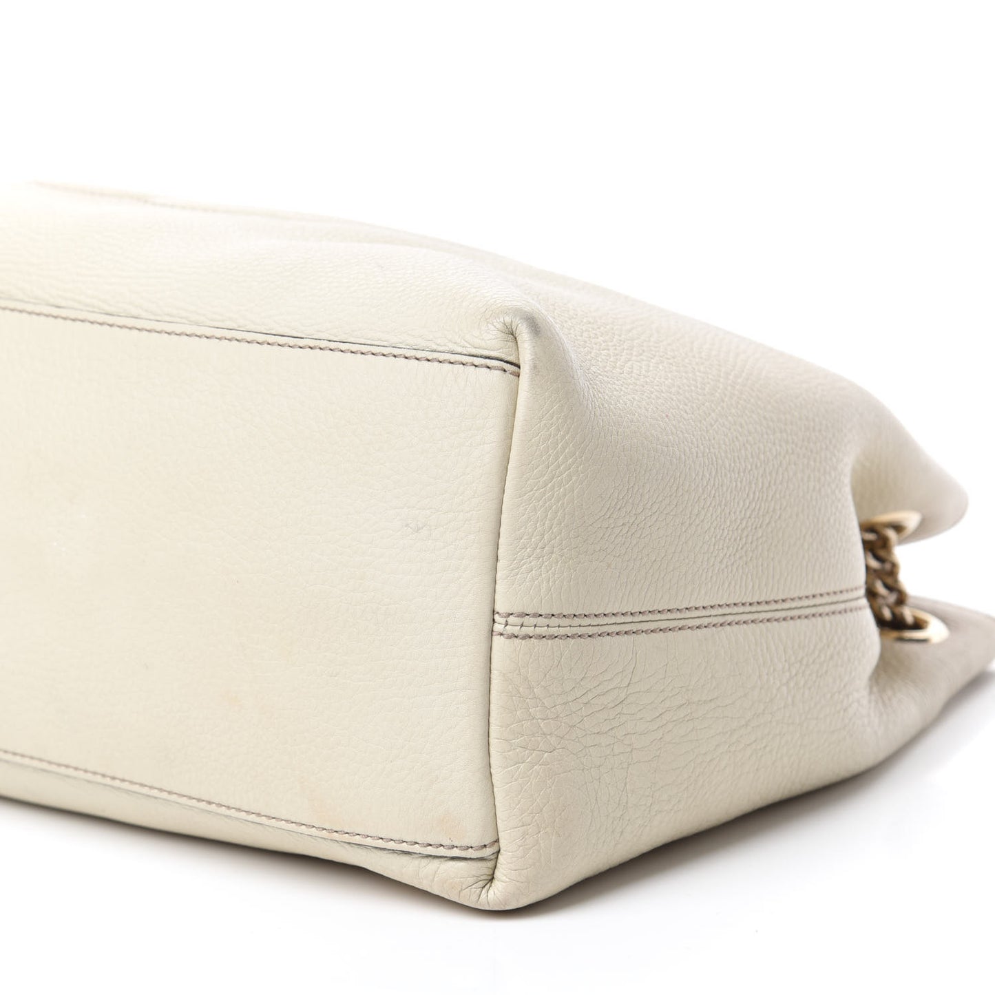 Pebbled Calfskin Medium Soho Chain Shoulder Bag Off White