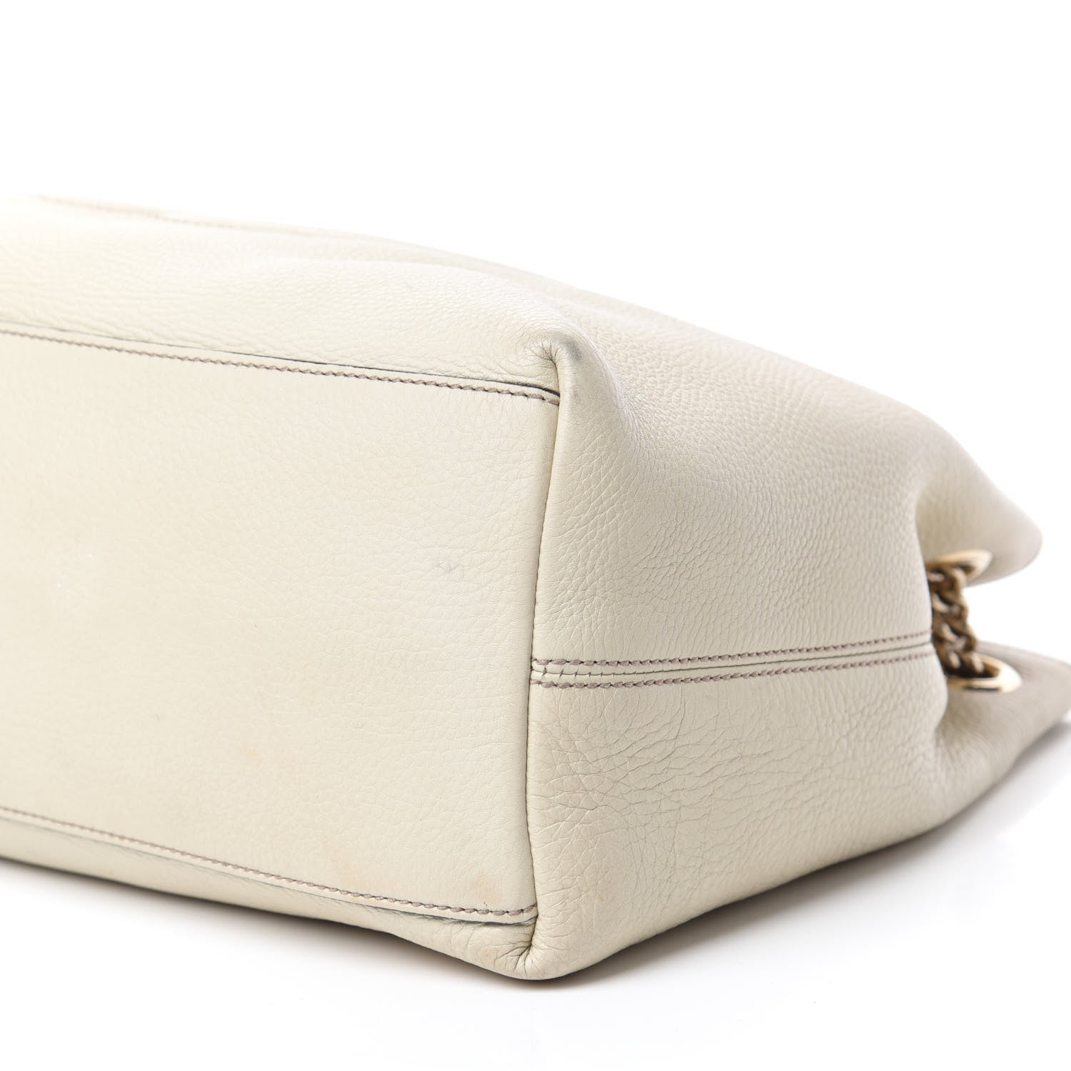 Gucci Pebbled Calfskin Medium Soho Chain Shoulder Bag Off White 7 of 16