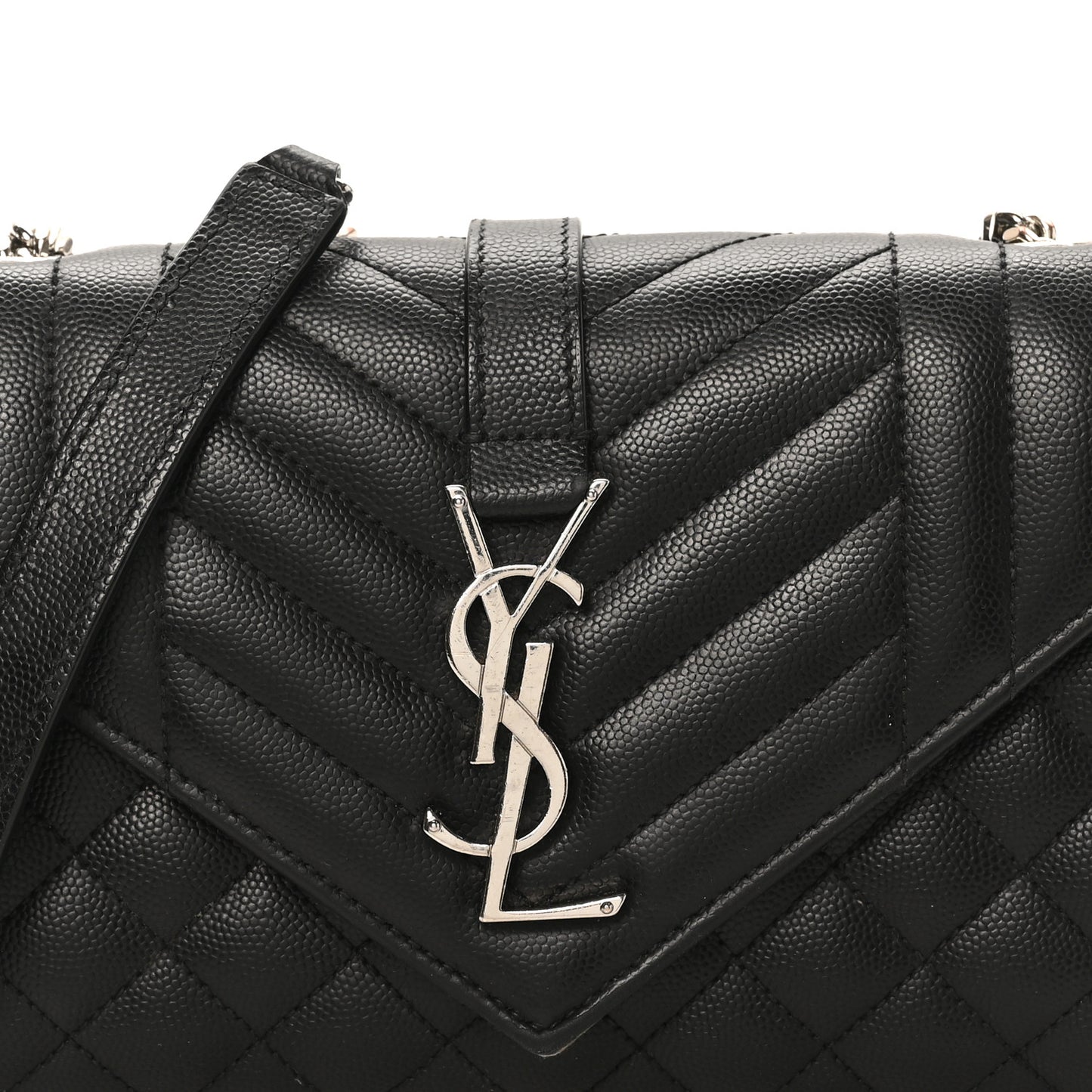 Grain De Poudre Textured Mixed Matelasse Triquilt Small Monogram Satchel Black