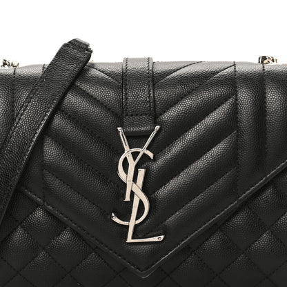Saint Laurent Grain De Poudre Textured Mixed Matelasse Triquilt Small Monogram Satchel Black 7 of 11