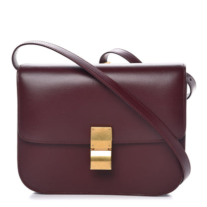 Celine Box Calfskin Medium Classic Box Flap Bag Burgundy 1 of 10